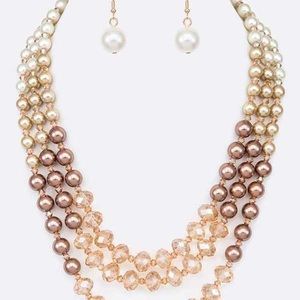🌺 2 for $25/ New Brown Ombré Costume Jewelry Necklace Set